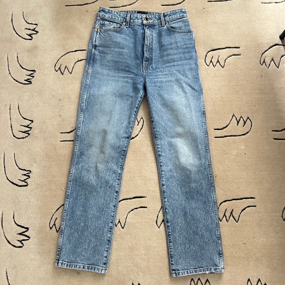 Khaite Abigail Cropped High-Rise Straight Leg Denim Jeans